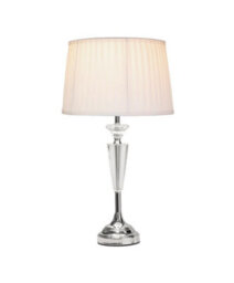 Lighting Supermarket Kwartz Modern Faceted Glass Crystal Chrome Table Lamp With Ivory Pleat Shade - thumbnail 2
