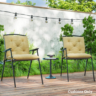 Outsunny Set Of 2 Garden Chair Cushions Seat Pad For Outdoor Use Khaki - image 1