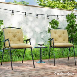Outsunny Set Of 2 Garden Chair Cushions Seat Pad For Outdoor Use Khaki - thumbnail 1