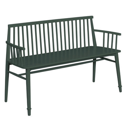 Statement Furniture Queensbury Bench With Back, Wooden Bench Seat - Bottle Green - image 1