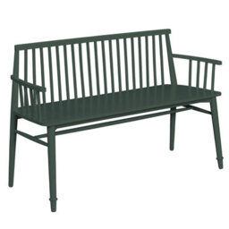 Statement Furniture Queensbury Bench With Back, Wooden Bench Seat - Bottle Green - thumbnail 1