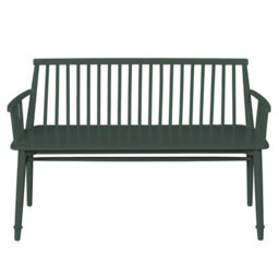 Statement Furniture Queensbury Bench With Back, Wooden Bench Seat - Bottle Green - thumbnail 3