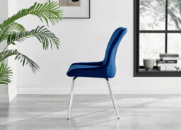 Furniturebox Imperia White High Gloss 6 Seater Dining Table With Structural 2 Plinth Column Legs 6 Blue Velvet Silver Leg Nora Chairs - thumbnail 8
