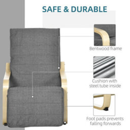 Lounge Chair Recliner Adjustable Footrest Home Dark Grey - thumbnail 3