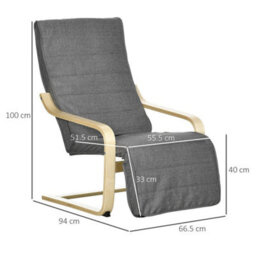 Lounge Chair Recliner Adjustable Footrest Home Dark Grey - thumbnail 2