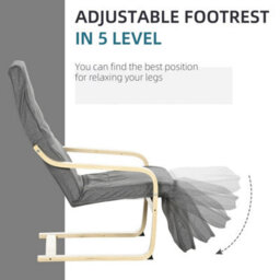 Lounge Chair Recliner Adjustable Footrest Home Dark Grey - thumbnail 5