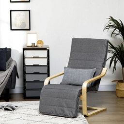 Lounge Chair Recliner Adjustable Footrest Home Dark Grey - thumbnail 4