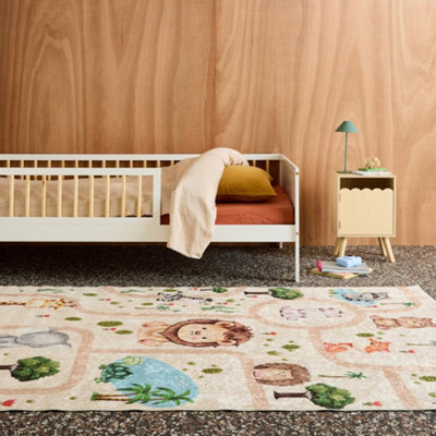 Sweeek - Children's Indoor Rug White With Animal Print, Marti, 160X120X0.5 Cm - image 1