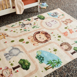 Sweeek - Children's Indoor Rug White With Animal Print, Marti, 160X120X0.5 Cm - thumbnail 4