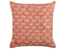 Beliani Throw Cushion Rhus Cotton 45 X 45 Cm Red Geometric Pattern