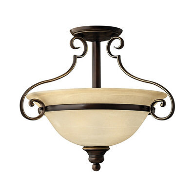 Elegant Antique Bronze 2 Bulb Semi Flush Light With Led E27 60W Bulbs