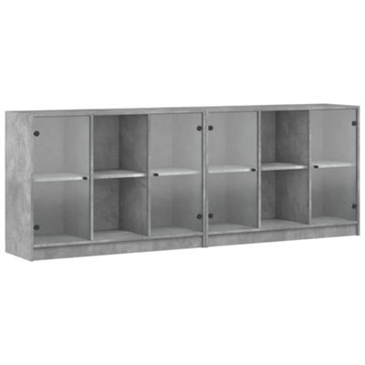 Berkfield Modern Bookcase With Doors Concrete Grey 204X37X75 Cm Engineered Wood - image 1