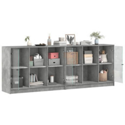 Berkfield Modern Bookcase With Doors Concrete Grey 204X37X75 Cm Engineered Wood - thumbnail 4