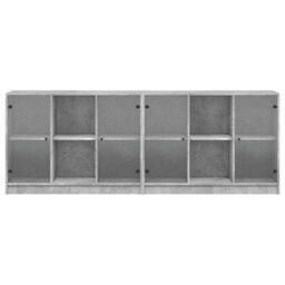 Berkfield Modern Bookcase With Doors Concrete Grey 204X37X75 Cm Engineered Wood - thumbnail 6