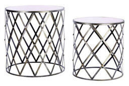 Orsina Industrial Set Of Two Diamond Design Silver Tables, Versatile Small Table, Everyday Use Lounge Table - thumbnail 3