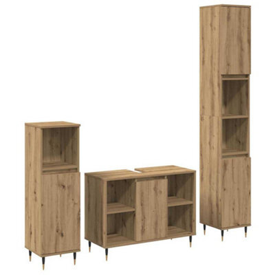 Berkfield 3 Piece Bathroom Furniture Set Artisan Oak Engineered Wood - image 1