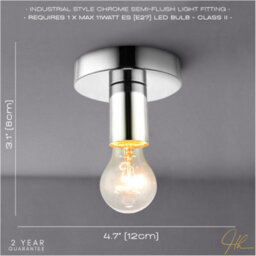 Happy Homewares Polished Chrome Ceiling Or Wall Light Fitting For Industrial Style Light Bulbs - thumbnail 5