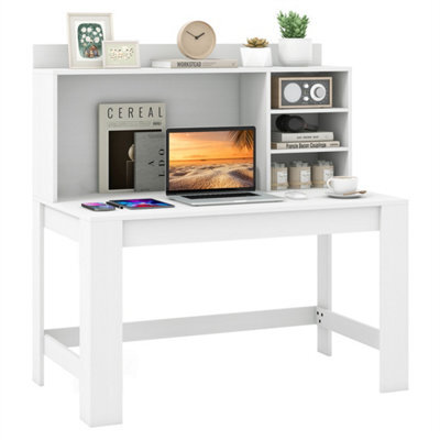 Bedroom Writing Desk Home Office Desk With 3 Storage Shelves White - image 1