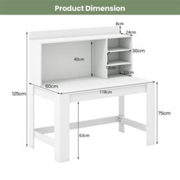 Bedroom Writing Desk Home Office Desk With 3 Storage Shelves White - thumbnail 2