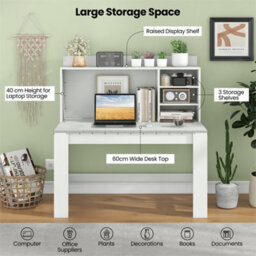 Bedroom Writing Desk Home Office Desk With 3 Storage Shelves White - thumbnail 3