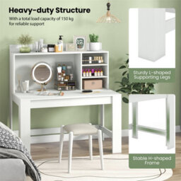 Bedroom Writing Desk Home Office Desk With 3 Storage Shelves White - thumbnail 6