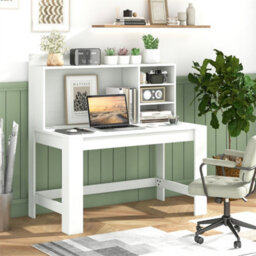 Bedroom Writing Desk Home Office Desk With 3 Storage Shelves White - thumbnail 4
