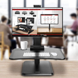Duronic Dm05D14 Sit-Stand Desk Workstation, Desk Convertor, Manually Height Adjustable 7-44Cm, 65X51Cm Platform - Black - thumbnail 2