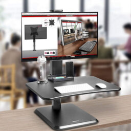 Duronic Dm05D14 Sit-Stand Desk Workstation, Desk Convertor, Manually Height Adjustable 7-44Cm, 65X51Cm Platform - Black - thumbnail 6