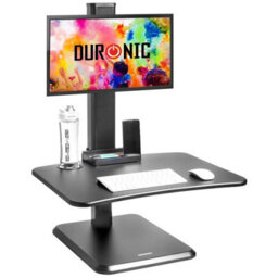 Duronic Dm05D14 Sit-Stand Desk Workstation, Desk Convertor, Manually Height Adjustable 7-44Cm, 65X51Cm Platform - Black - thumbnail 1