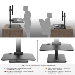 Duronic Dm05D14 Sit-Stand Desk Workstation, Desk Convertor, Manually Height Adjustable 7-44Cm, 65X51Cm Platform - Black - thumbnail 4