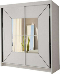 Sliding Wardrobes 4 u LTD Sliding Wardrobes 4U Buckingham Mirror Sliding Door Wardrobe - White W150Cm, H217Cm - thumbnail 2
