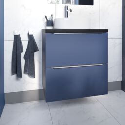 GoodHome Imandra Compact Matt Blue Wall-Mounted Bathroom Cabinet (H) 600mm (W) 600mm - thumbnail 4
