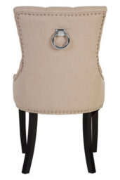 Orsina Natural Linen Dark Legged Dining Chair,decorative Accent Chair, Plush Upholstered Chair,button Tufted Seat - thumbnail 2