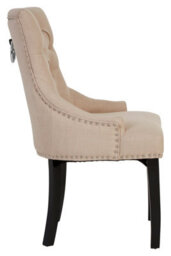 Orsina Natural Linen Dark Legged Dining Chair,decorative Accent Chair, Plush Upholstered Chair,button Tufted Seat - thumbnail 3