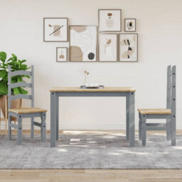 Berkfield Dining Table Panama Grey 117X60X75 Cm Solid Wood Pine - thumbnail 3