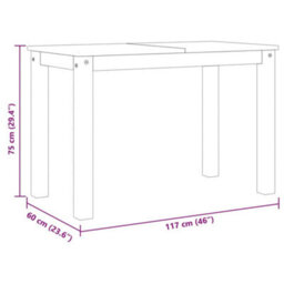 Berkfield Dining Table Panama Grey 117X60X75 Cm Solid Wood Pine - thumbnail 8