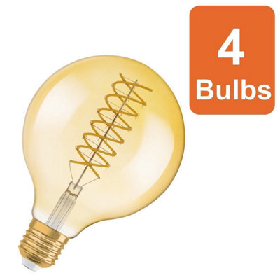 Osram Vintage 1906 Led Globe Gold Filament Lamp Bulb E27 60W Warm White 4 Pack - image 1