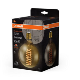 Osram Vintage 1906 Led Globe Gold Filament Lamp Bulb E27 60W Warm White 4 Pack - thumbnail 3