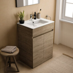 Ideal Standard Eurovit+ 600mm Floor Standing Vanity Unit With 2 Doors In Natural Oak - thumbnail 3