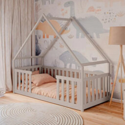 Arte Cashmere Wooden Single House Bed Bee 90X190Cm - Soft-Toned, Low Height Bed With Elegant Finish - thumbnail 1