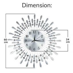 60Cm Diamante Beaded Crystals Quartz Jeweled Wall Clock Home Decor Livingroom - thumbnail 2