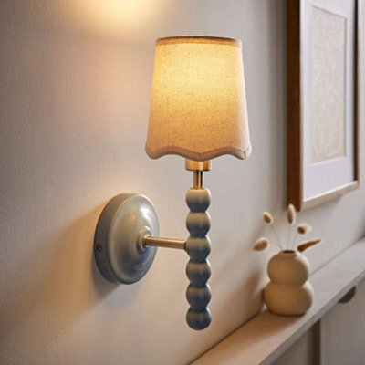 Valuelights Bobbin Powder Blue Wall Light With Scallop Shade - image 1