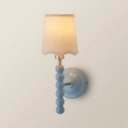 Valuelights Bobbin Powder Blue Wall Light With Scallop Shade - thumbnail 4