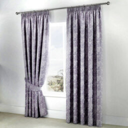 Dreams & Drapes Jasmine Floral Jacquard Weave Pair Of Lined Pencil Curtains With Tie-Backs - thumbnail 1