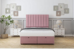 "Comfort Tokyo Pink Plush Ottoman Bed Base With 26"" Strutted Headboard 6' Super King"