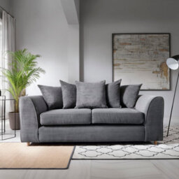 Abakus Direct Jumbo Grey Cord 3 Seater Sofa For Living Room With Thick Luxury Deep Filled Cushioning - thumbnail 1