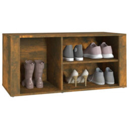 Berkfield Elegant Shoe Cabinet Smoked Oak 100X35X45 Cm Engineered Wood - thumbnail 4