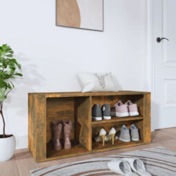 Berkfield Elegant Shoe Cabinet Smoked Oak 100X35X45 Cm Engineered Wood - thumbnail 2