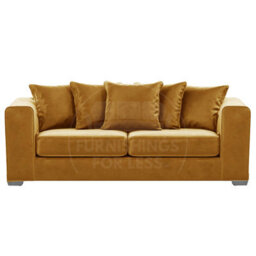 Furnishings For Less UK Ella Boxed Arm Plush Velvet  Fabric Sofa Set 3 And 2 Seater Sofa   Gold - thumbnail 2