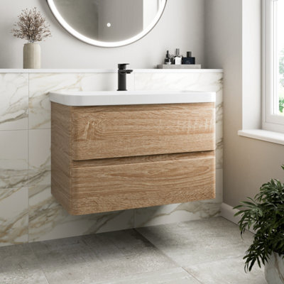 Affine Wall Mounted Bathroom Vanity Unit & Basin Sink Storage Furniture Cabinet 800mm - image 1